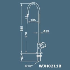 kích thước vòi rửa 1 nhánh phòng thí nghiệm wjh0211b