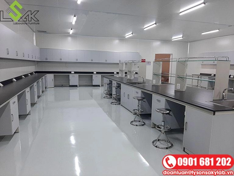 Bàn thí nghiệm chữ L phòng lab nuôi cấy phôi