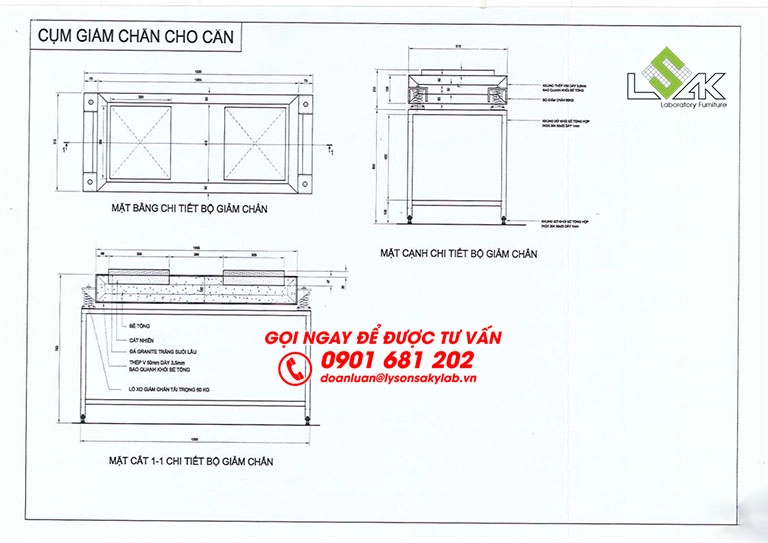 Cụm giảm chấn bàn cân chống rung khung inox