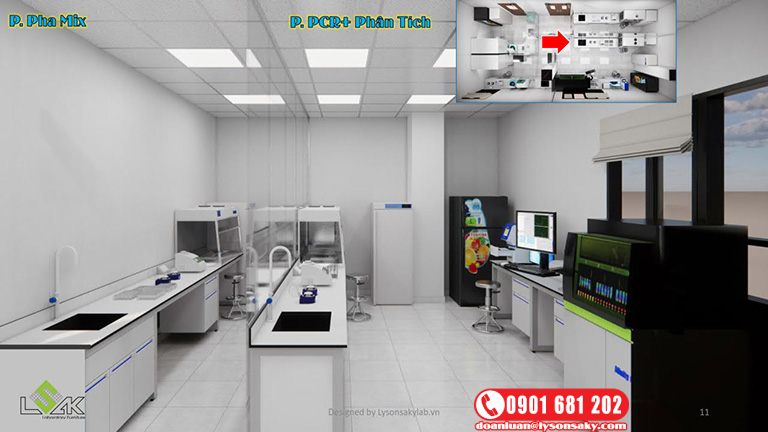 Phòng PCR, phòng phân tích thiết kế phòng sinh học phân tử