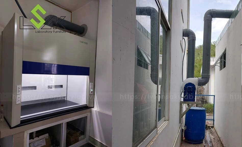 Thi công lắp đặt quạt hút, đường ống hút khí độc phòng thí nghiệm công trình tại Long An