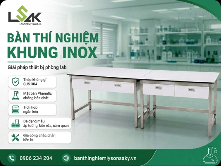 ban thi nghiem khung inox