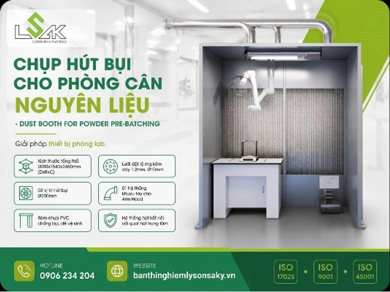 chup hut bui cho phong can nguyen lieu dust booth for powder pre batching