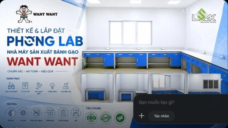 thiet ke phong lab nha may san xuat banh gao want want