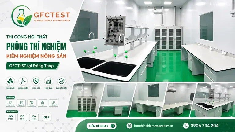 Thi công nội thất phòng thí nghiệm kiểm nghiệm nông sản GFCTest tại Đồng Tháp
