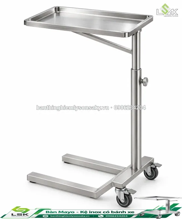 Bàn Mayo - Kệ inox có bánh xe thi công thực tế