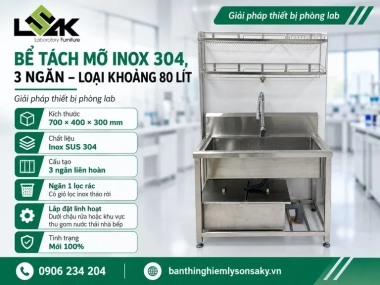 Bể tách mỡ inox 304, 3 ngăn – loại khoảng 80 lít