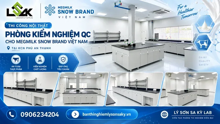 Thi công nội thất phòng kiểm nghiệm QC cho Megmilk Snow Brand Việt Nam tại KCN Phú An Thạnh