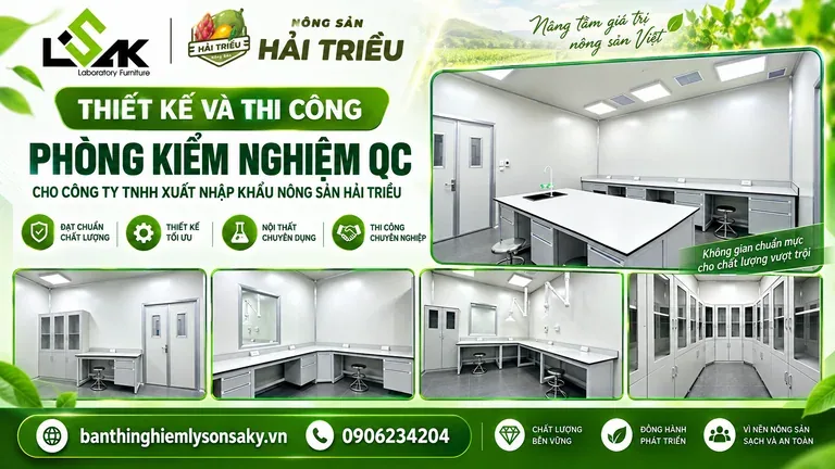 Thiết kế và thi công phòng kiểm nghiệm QC cho Công ty TNHH Xuất Nhập Khẩu Nông Sản Hải Triều